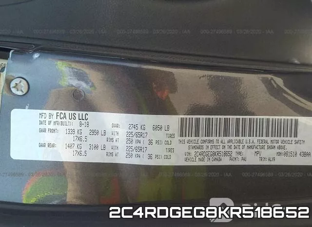 2C4RDGEG8KR518652 фото 10