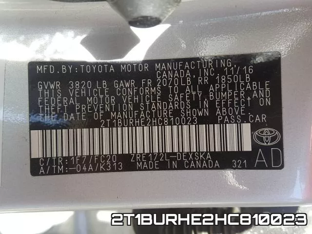 2T1BURHE2HC810023 фото 2