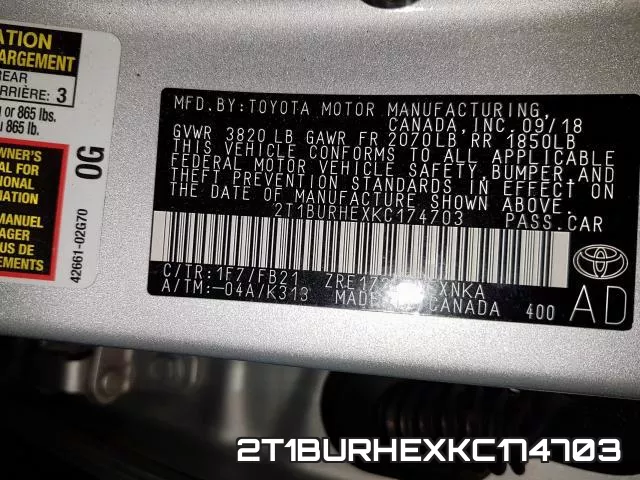 2T1BURHEXKC174703 фото 2
