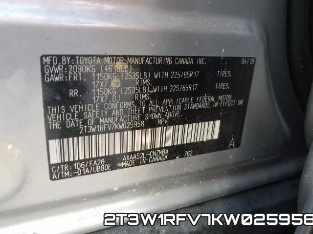 2T3W1RFV7KW025958 фото 2