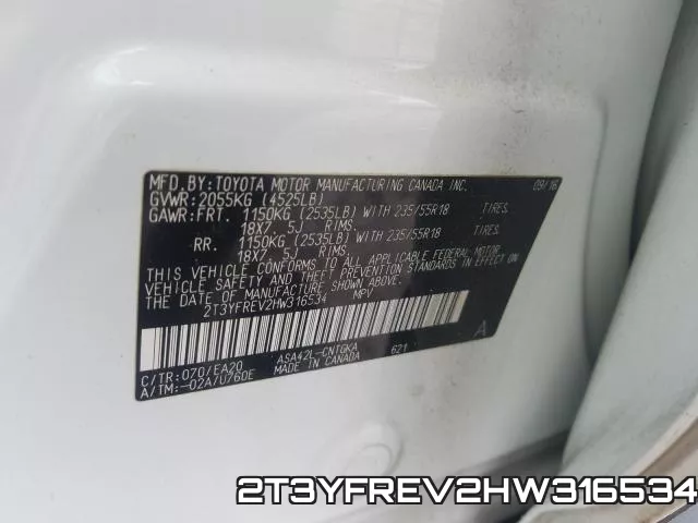 2T3YFREV2HW316534 фото 2