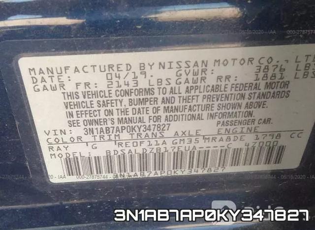 3N1AB7AP0KY347827 фото 10