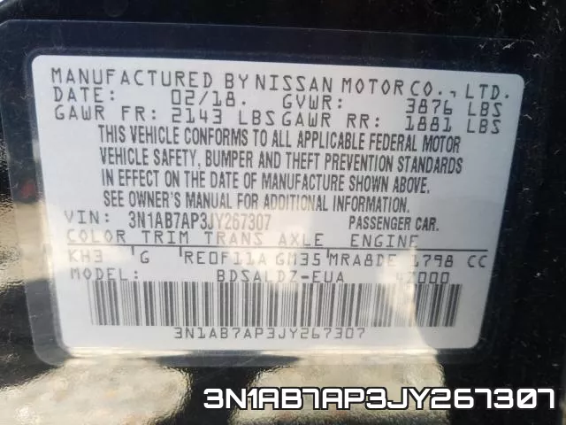 3N1AB7AP3JY267307 фото 2