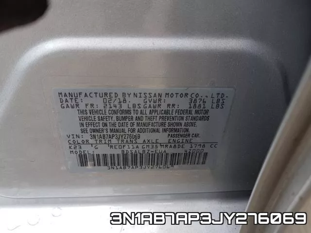 3N1AB7AP3JY276069 фото 2