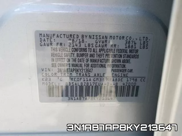 3N1AB7AP8KY213647 фото 2