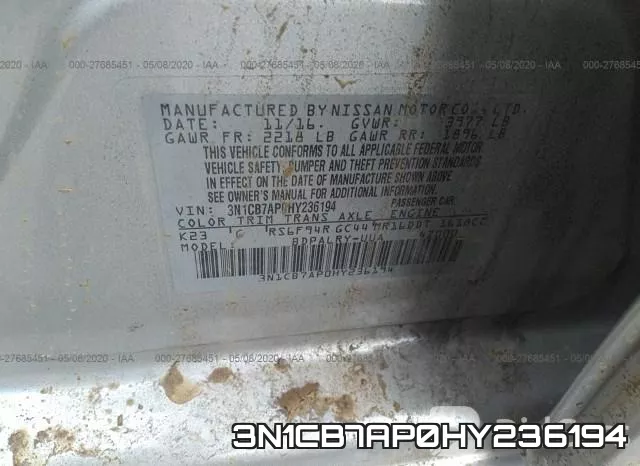 3N1CB7AP0HY236194 фото 10