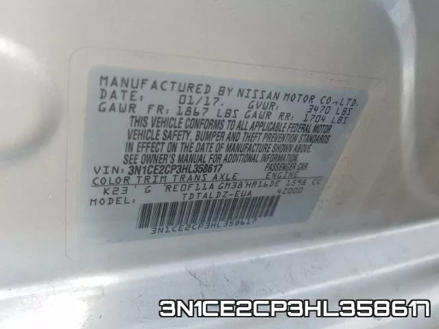 3N1CE2CP3HL358617 фото 2