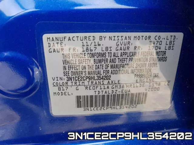 3N1CE2CP9HL354202 фото 2