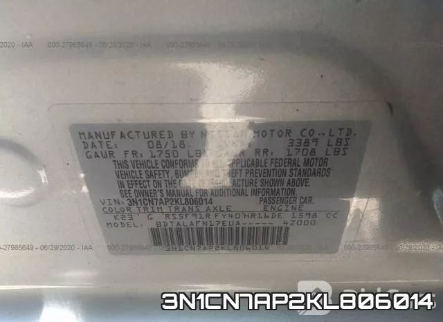 3N1CN7AP2KL806014 фото 10