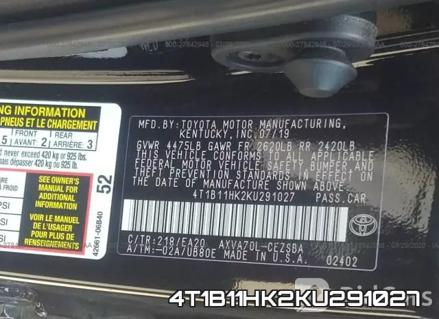 4T1B11HK2KU291027 фото 10