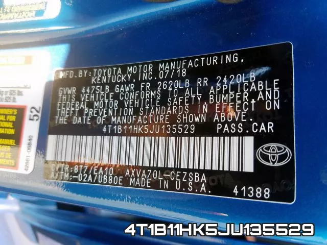 4T1B11HK5JU135529 фото 2