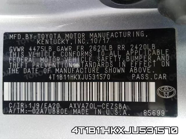 4T1B11HKXJU531570 фото 2