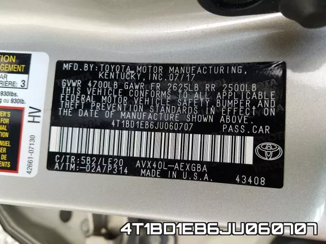 4T1BD1EB6JU060707 фото 2