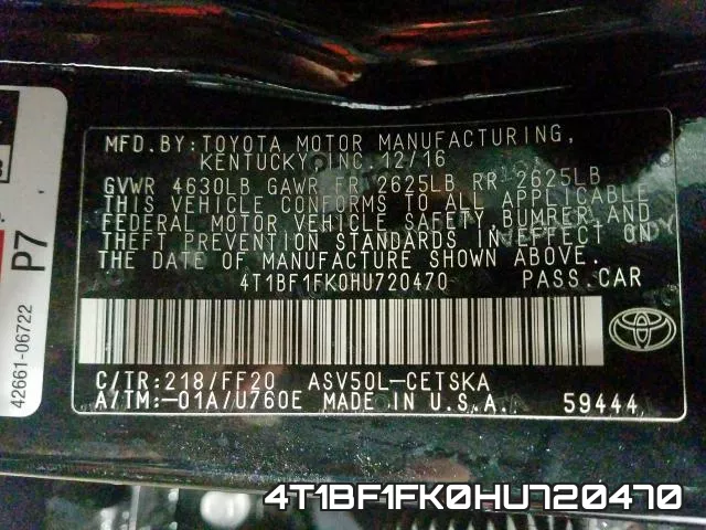 4T1BF1FK0HU720470 фото 2