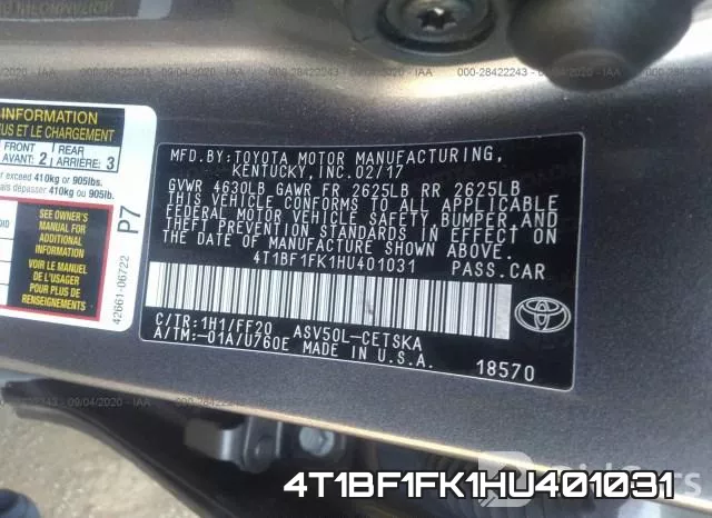 4T1BF1FK1HU401031 фото 10