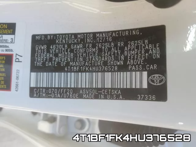 4T1BF1FK4HU376528 фото 2