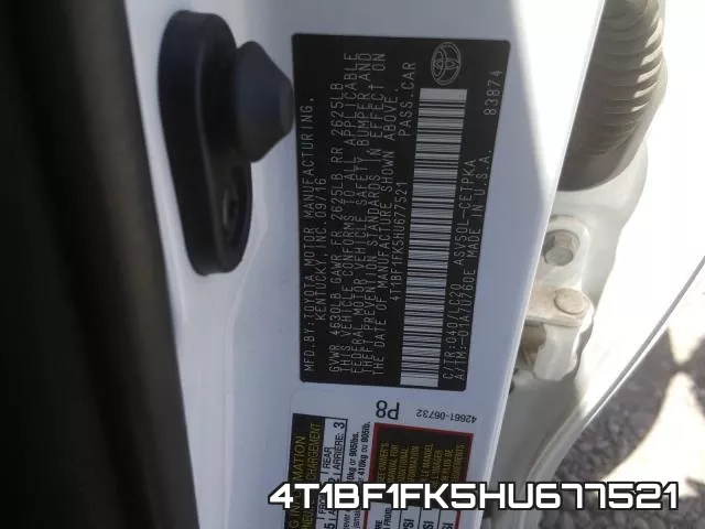 4T1BF1FK5HU677521 фото 2