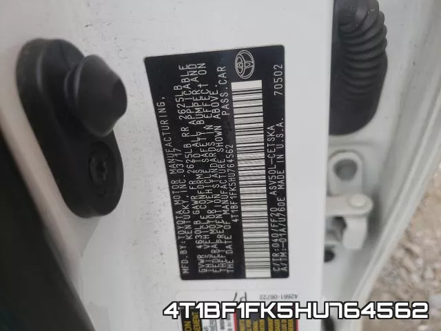 4T1BF1FK5HU764562 фото 2