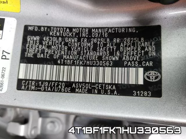 4T1BF1FK7HU330563 фото 2