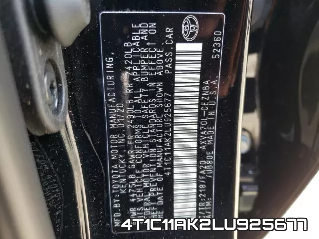 4T1C11AK2LU925677 фото 2