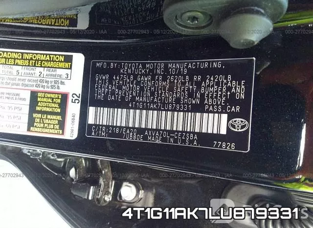 4T1G11AK7LU879331 фото 10