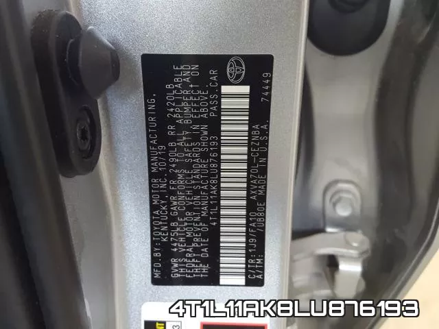 4T1L11AK8LU876193 фото 2