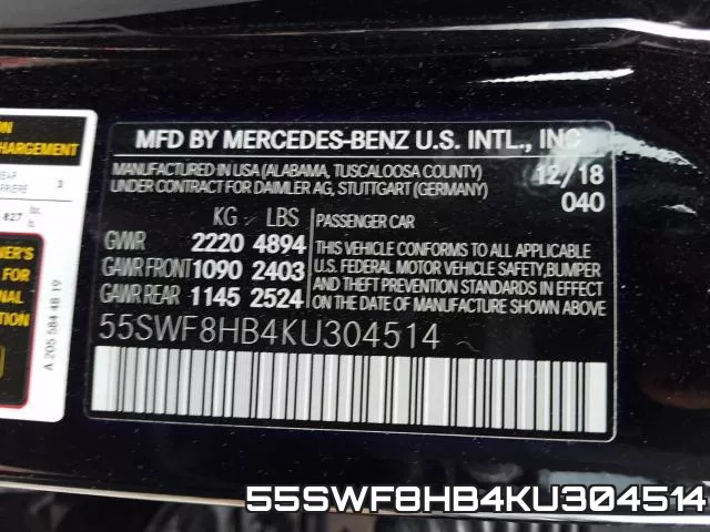 55SWF8HB4KU304514 фото 2