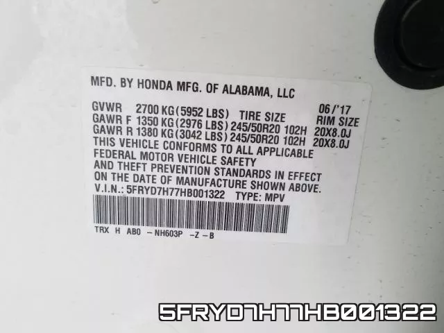 5FRYD7H77HB001322 фото 2