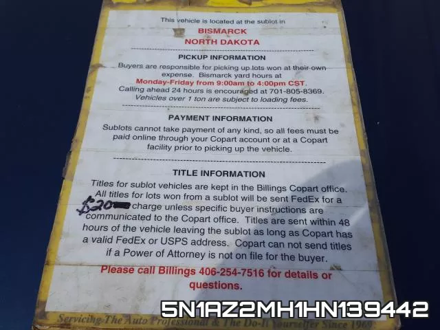 5N1AZ2MH1HN139442 фото 10