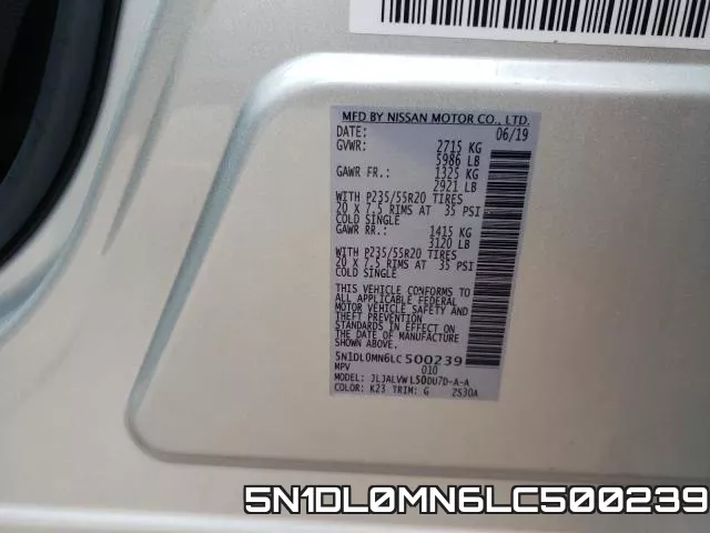 5N1DL0MN6LC500239 фото 2
