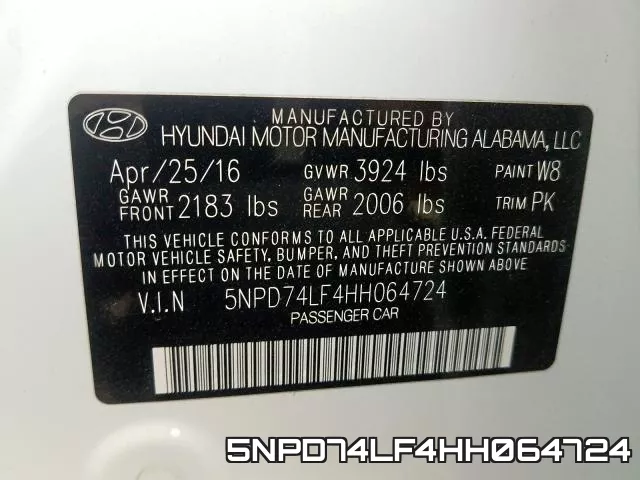 5NPD74LF4HH064724 фото 2
