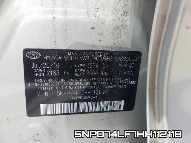5NPD74LF7HH112118 фото 2