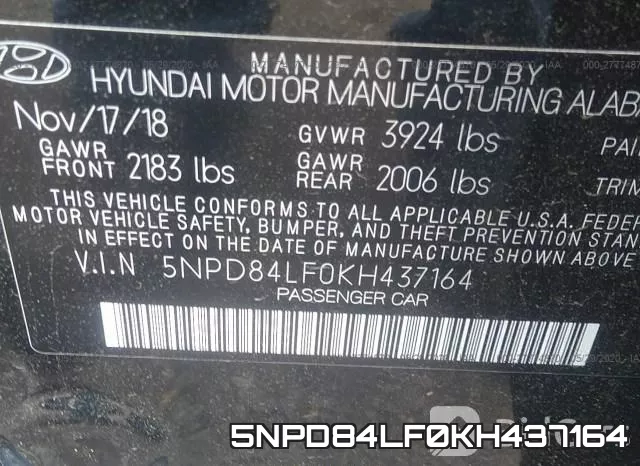 5NPD84LF0KH437164 фото 10