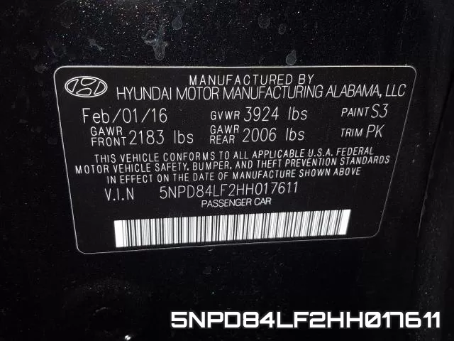 5NPD84LF2HH017611 фото 2