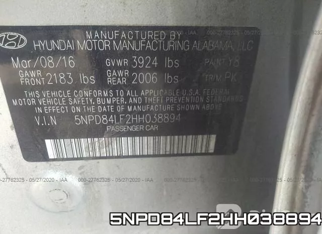 5NPD84LF2HH038894 фото 10