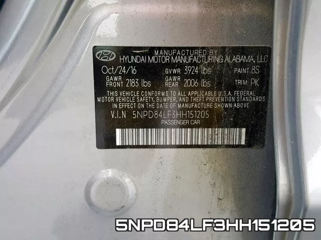 5NPD84LF3HH151205 фото 2