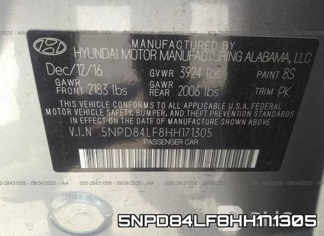 5NPD84LF8HH171305 фото 10