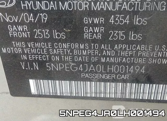 5NPEG4JA0LH001494 фото 10