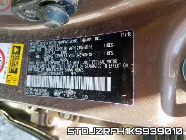 5TDJZRFH1KS939010 фото 2