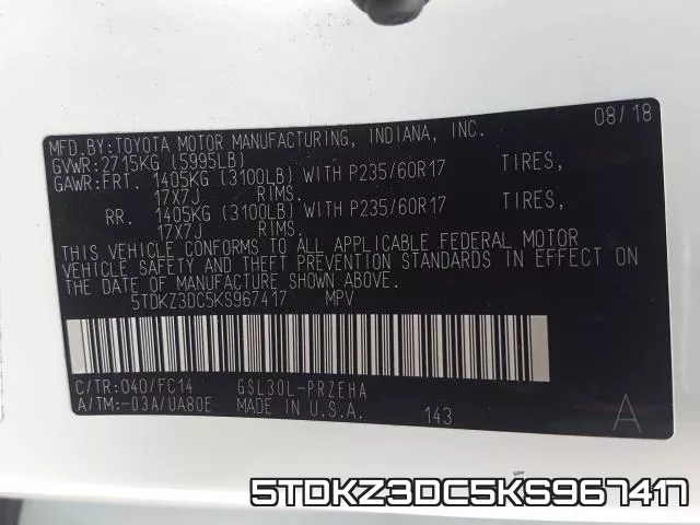 5TDKZ3DC5KS967417 фото 2