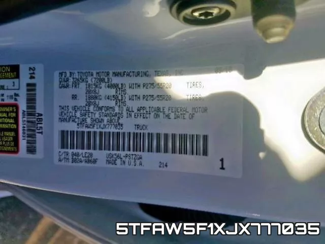 5TFAW5F1XJX777035 фото 2