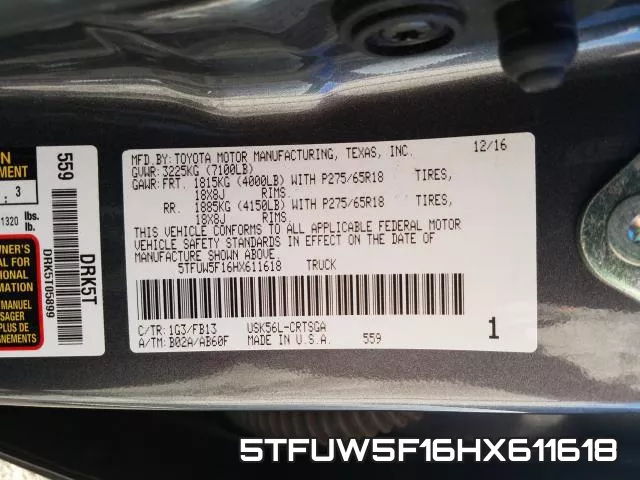 5TFUW5F16HX611618 фото 2