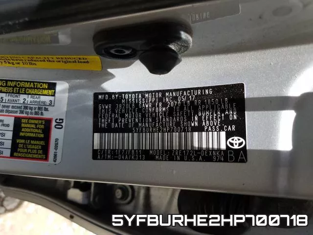 5YFBURHE2HP700718 фото 2