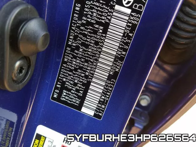 5YFBURHE3HP626564 фото 2