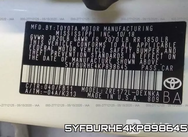 5YFBURHE4KP898645 фото 10