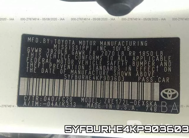 5YFBURHE4KP903603 фото 10
