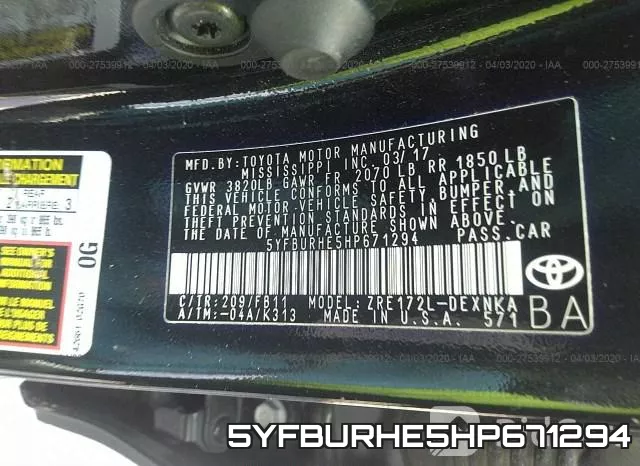 5YFBURHE5HP671294 фото 10