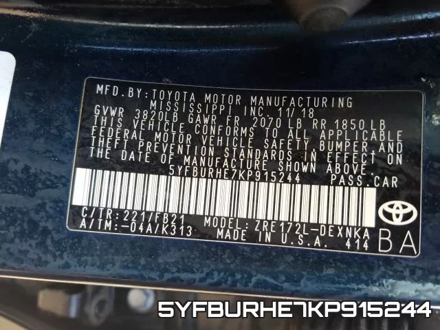 5YFBURHE7KP915244 фото 2