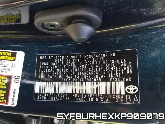 5YFBURHEXKP909079 фото 2