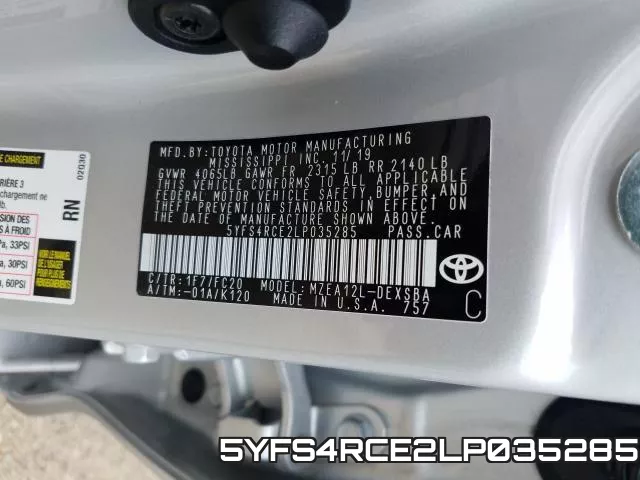 5YFS4RCE2LP035285 фото 2